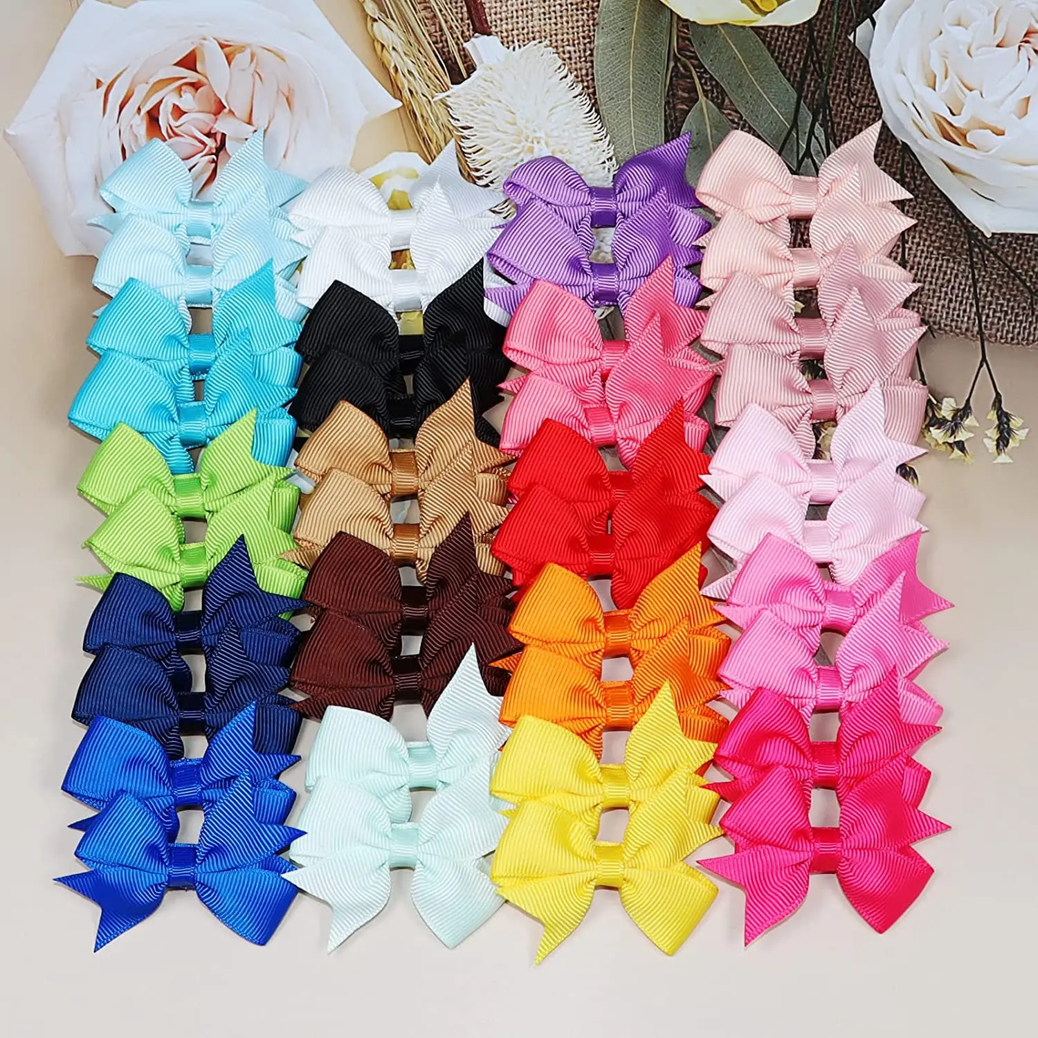 

30Pcs 3inch Grosgrain Ribbon Hair Bows Alligator Clips for Baby Kids Girls Hair Accessories 40 Colors Hair Clips