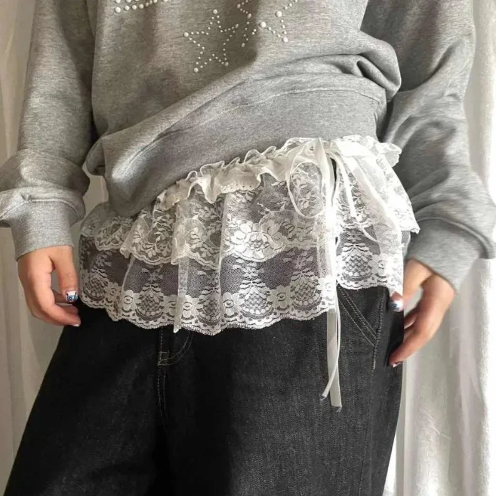Koreaanse Ins Blogger Unieke Kant Gelaagde Gaas Rokken Kanten Rand A-lijn Korte Doek Mini Taille Rokken Harajuku Meisjes Witte Rokken