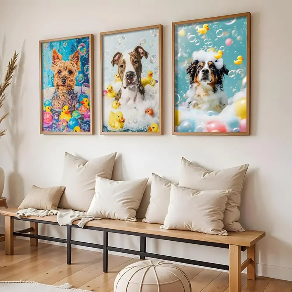 الحيوان الاستحمام الكلاب المشارك الحديثة الجدار ملصق فني ملصق لغرفة المعيشة غرفة نوم بار ديكور المنزل جدارية اللوحة الديكور #2