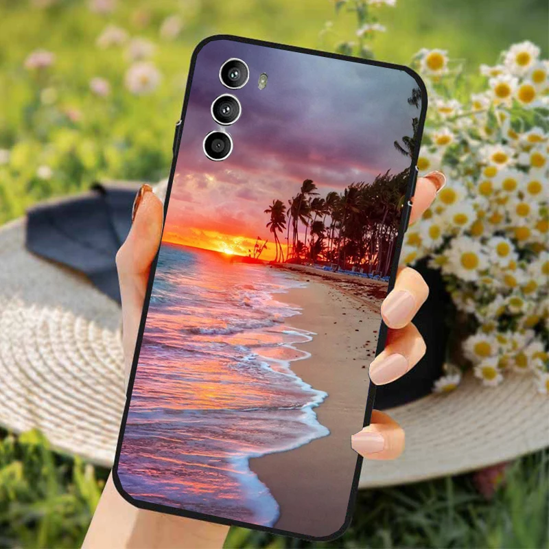 Summer Beach Sea Palm Tree Phone Case for Moto G72 G13 G32 G53 G51 G71 G31 G41 G22 G60 G52 G200 GStylus G30 G10 G20 G50 G Pure