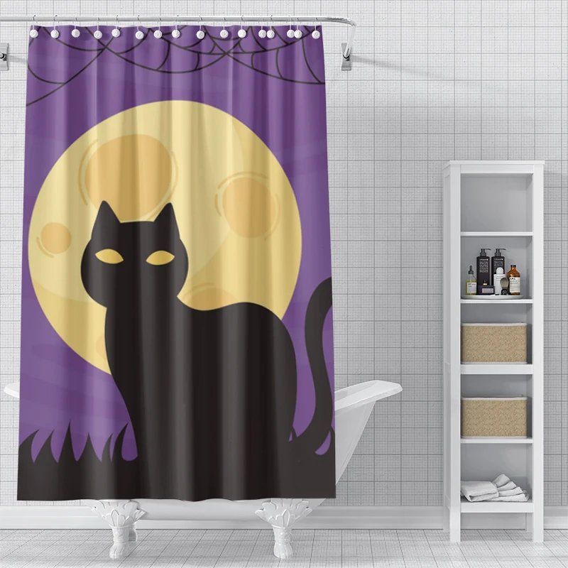 Home decoration shower curtains bathroom waterproof curtain fabric Modern Nordic Living Room happy Halloween Autumn Pumpkin