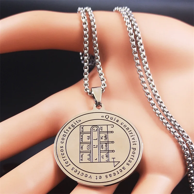 The First Pentacle of the Moon Solomon Occult Pentacle Grimoire Brass Magic Stainless Steel Statement Necklace Jewelry collares - Image 4