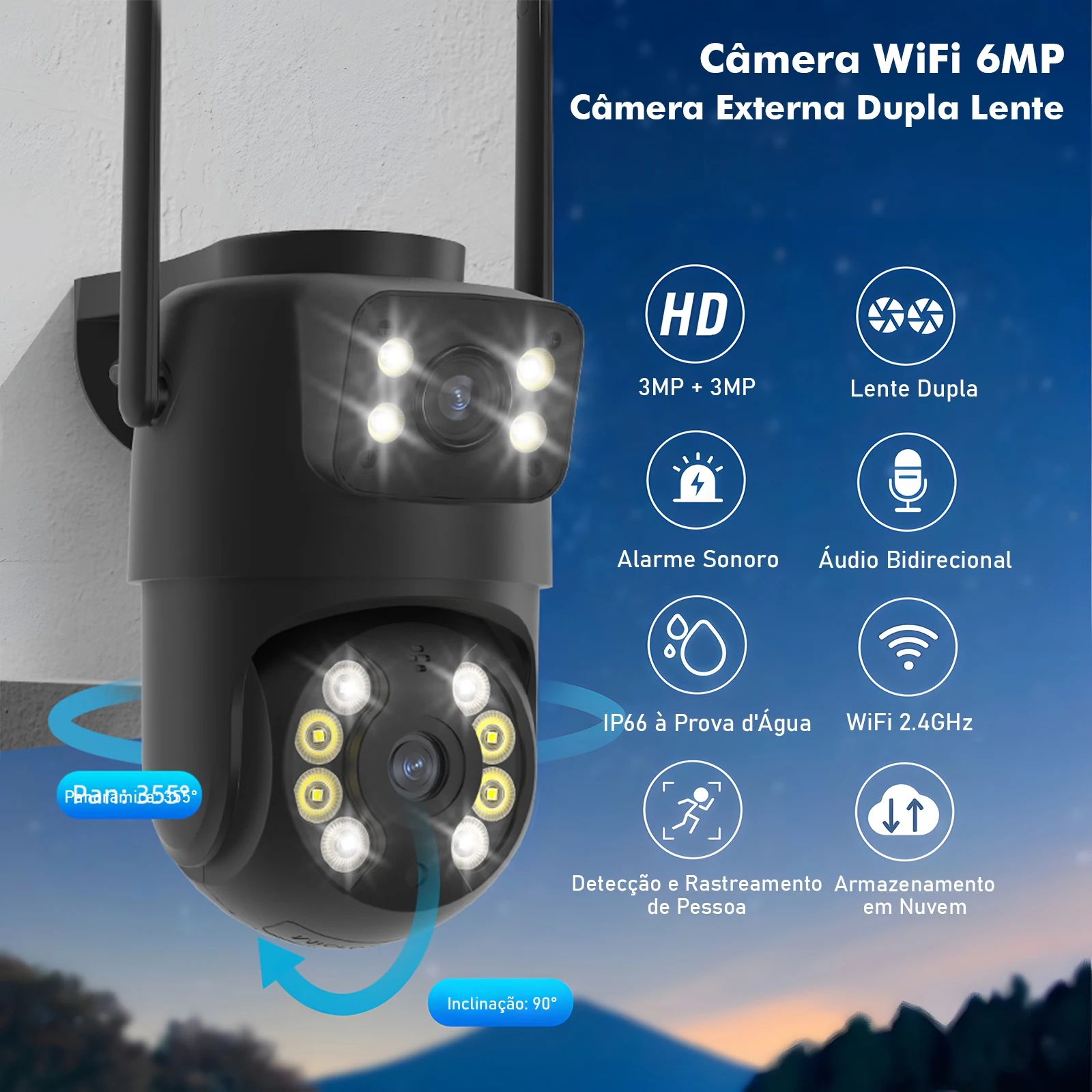 PRE, Camera de Segurança Wifi, Camera de Seguranca Wifi, Câmera, Camera Wifi, Camera de Segurança Wifi a prova d'água, Icsee