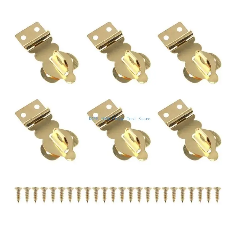

G6KA Set Of 6 Decorative Brass lock Mini Gold Hasps set for Small Storage Solution