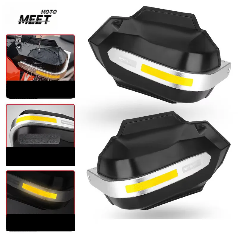Motorcycle Hand Guard Handle Protector Shield Windproof Handlebar HandGuards with LED Turn