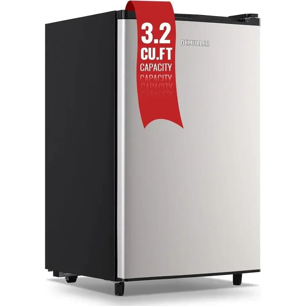 3.2 Cu. Ft. Single Door Upright Refrigerator - Compact, Adjustable Door - Ideal for Kitchen, Apartment, Basement, Dorm, Silver