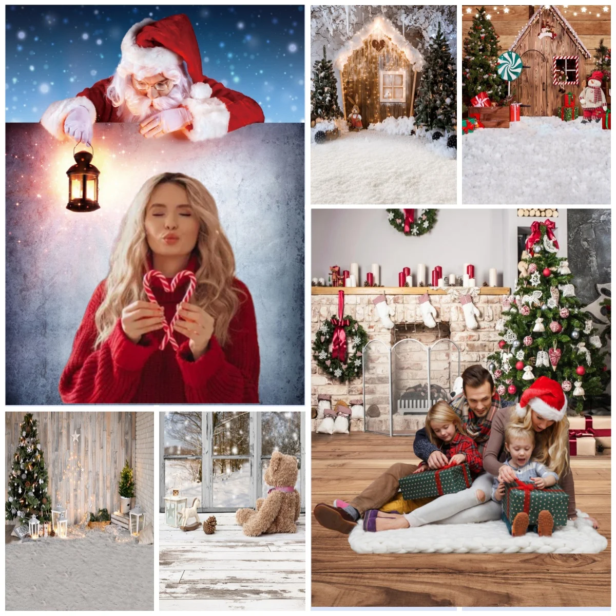 2025 toile de fond de noël pour la photographie arbre de noël cadeaux Santa cheminée hiver neige fête de famille bébé Photocall fond décor
