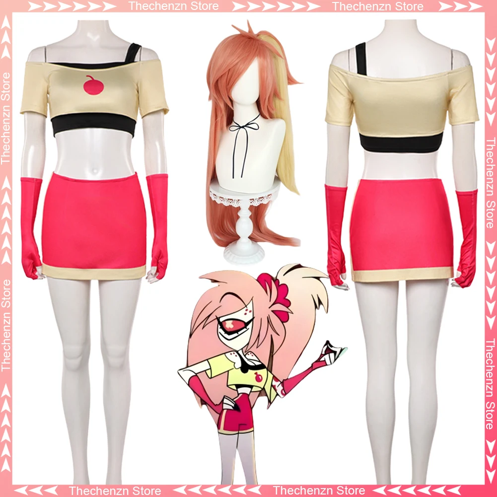 Vestido elegante Cherri Bombs Cosplay para mujeres pelucas ropa 2025 TV Hell Hotel disfraz Halloween mujer adulta trajes de fiesta de juego de rol
