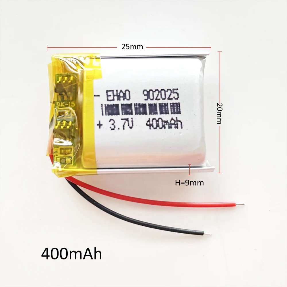 Lithium Polymer LiPo Battery 902025 3.7V 400mAh Rechargeable Cell For MP3 GPS Smart Watch Camera Bluetooth Portable Devices