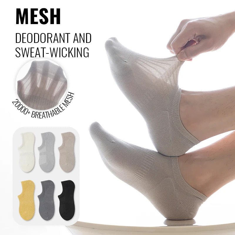 

MiiOW Cotton Short Sock Men Invisible Boat Sock Antislip Ankle Sock Summer Thin Deodorant Breathable Businessmen Slippers Sock