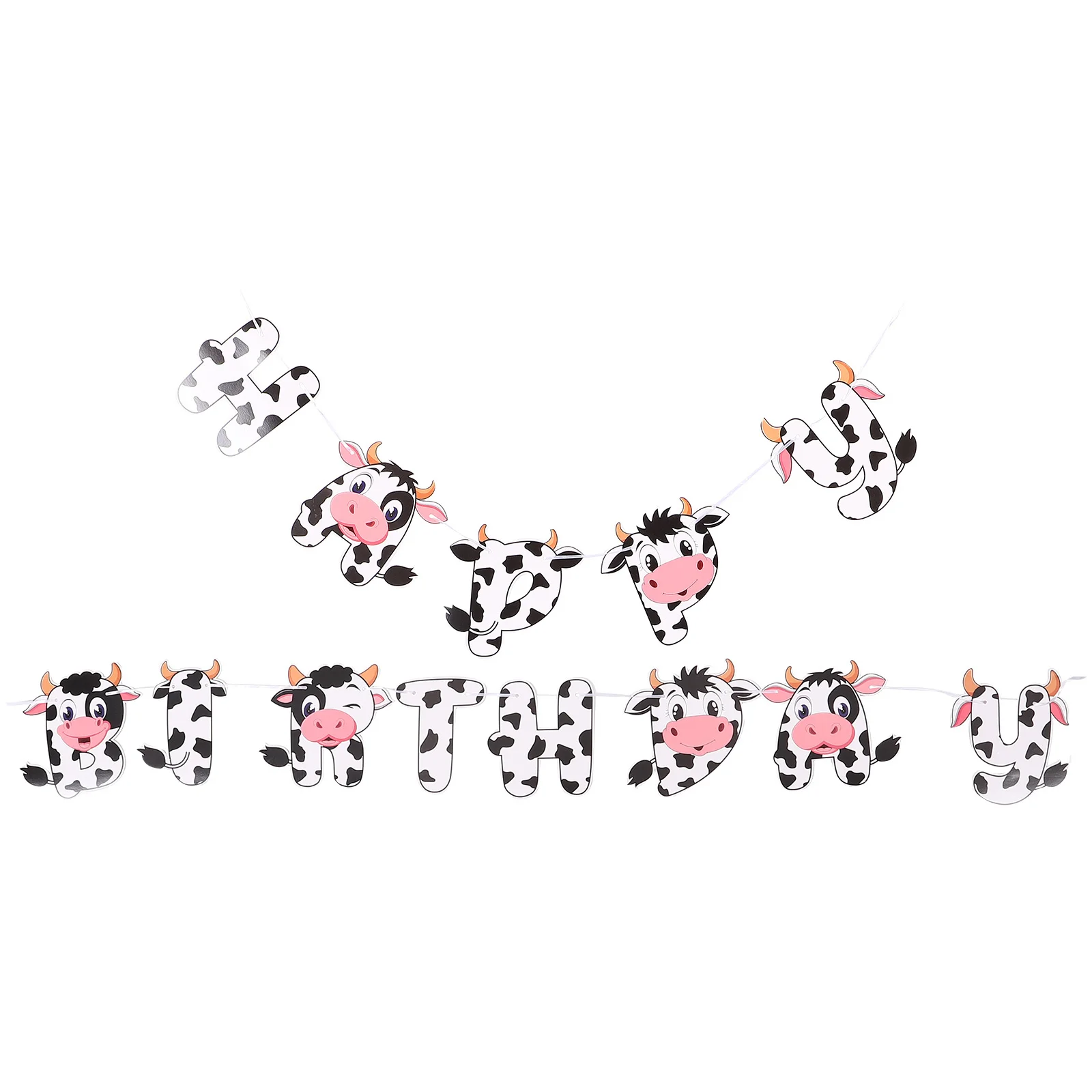 

Farm Cow Themed Birthday Hanging Banner Colorful Cartoon Cow Pattern Birthday Photo Backdrop Party Decorations