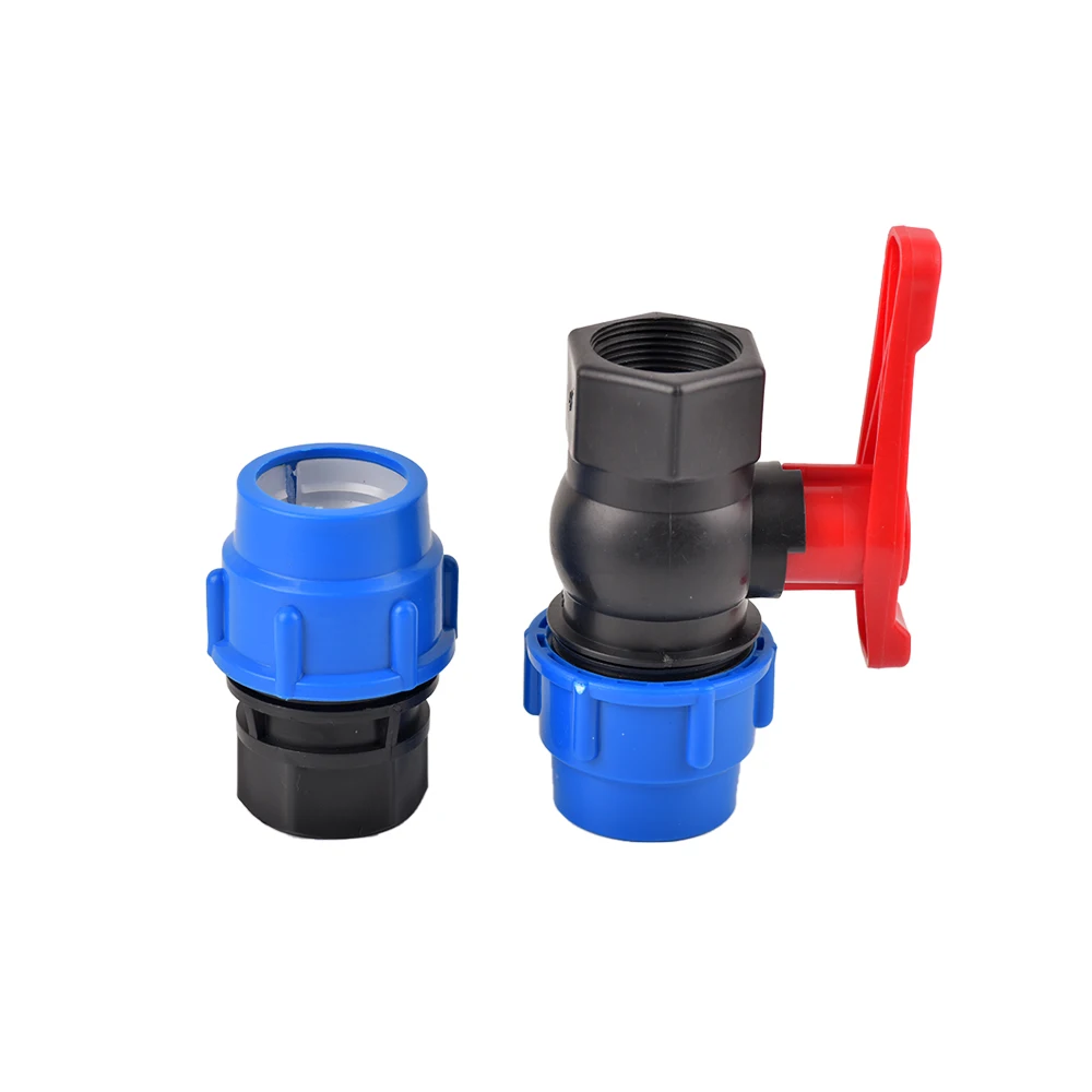 Plastic PE Tap Water Irrigation Water Pipe Quick Connector Valve Female Thread to Pipe 20mm 25mm 32mm 40mm 50mm 63mm