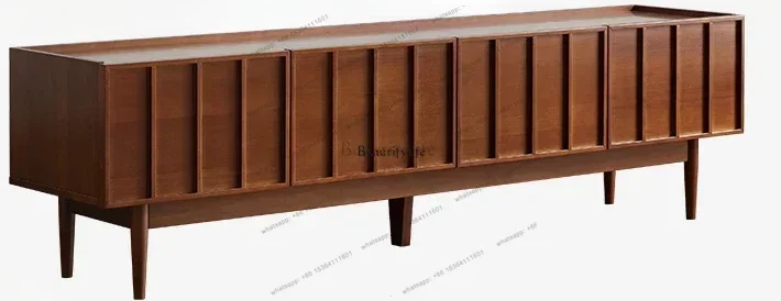 Customizable TV Cabinet Living Room Home Small Apartment Retro High Leg TV Stand Solid Wood