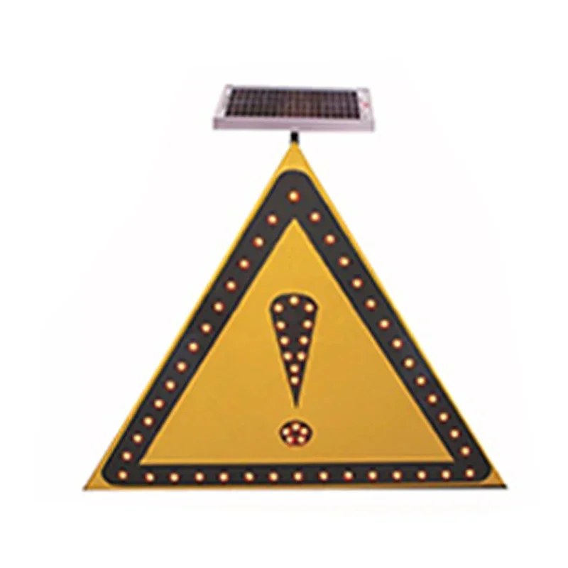 red triangle aluminum outdoor sidewalk solar sign no parking traffic signs