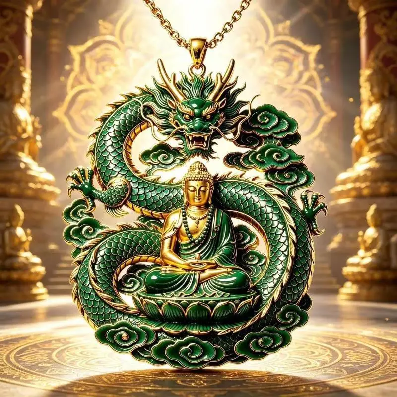Ethnische Jade-Imitation-Anhänger-Halskette, chinesischer Vintage-Charm-Schmuck für Männer und Frauen, für den täglichen Gebrauch, als Geschenk für Festivals. – Detail 3
