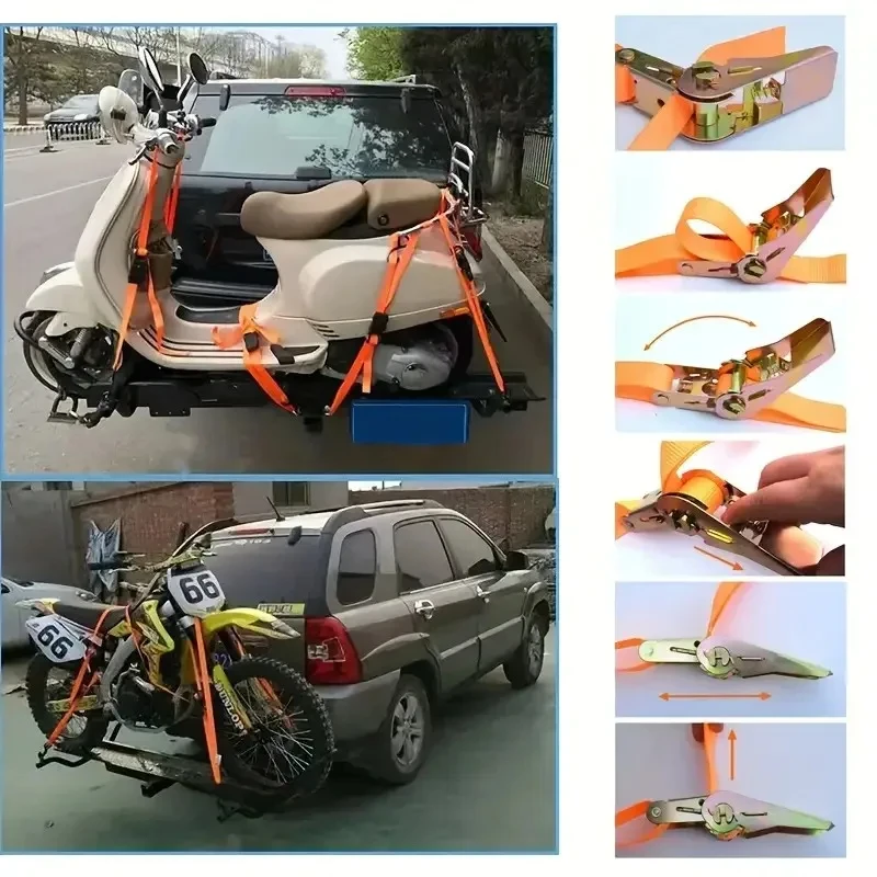 Frachtgurt mit Ratschenverschluss, Spannvorrichtung für Gütertransport, Zurrgurt für Gepäck und Waren, Outdoor-Camping – Detail 8