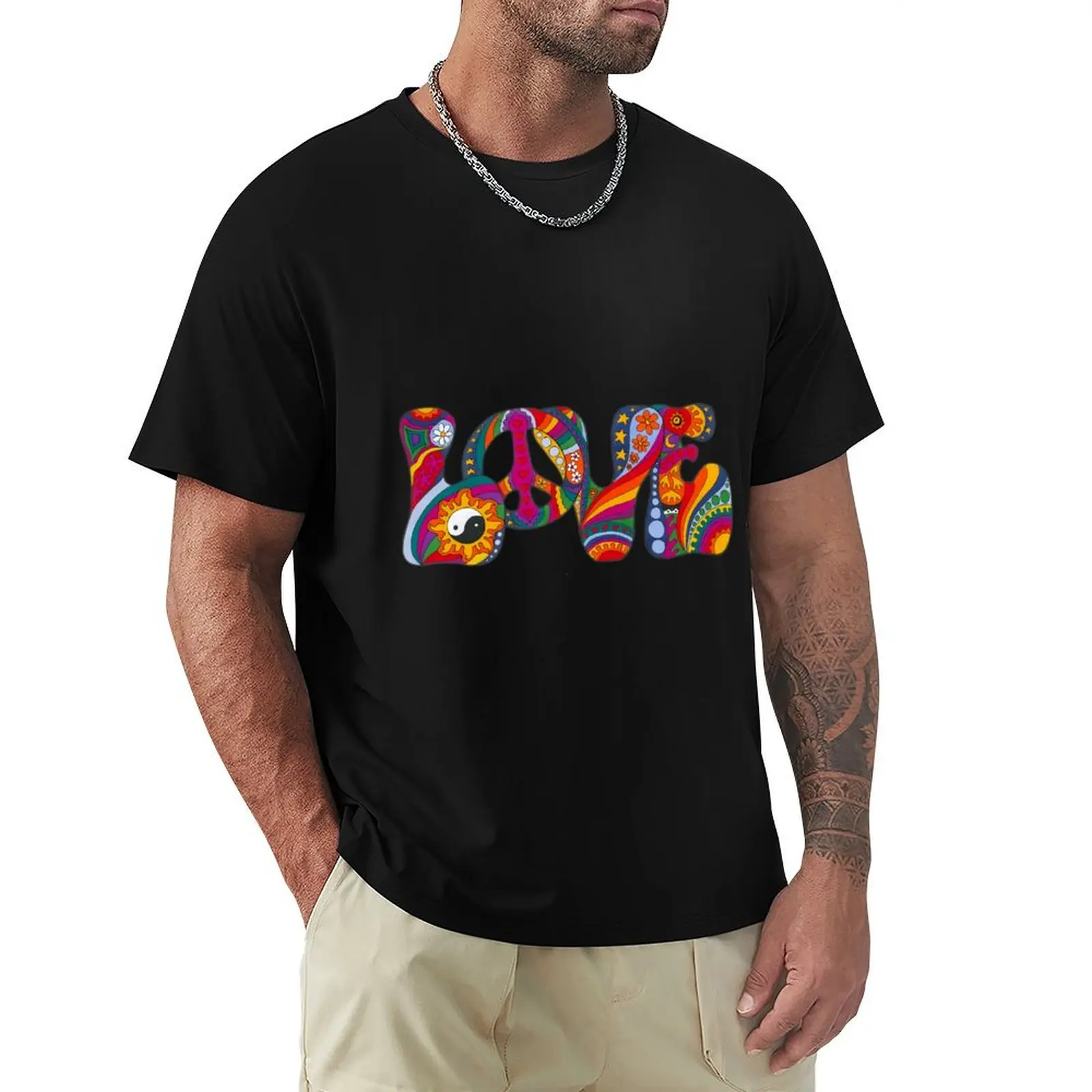 

Psychedelic Love T-Shirt cotton man t-shirts plus size clothes Funny t-shirts Clothing mens graphic t-shirts pack