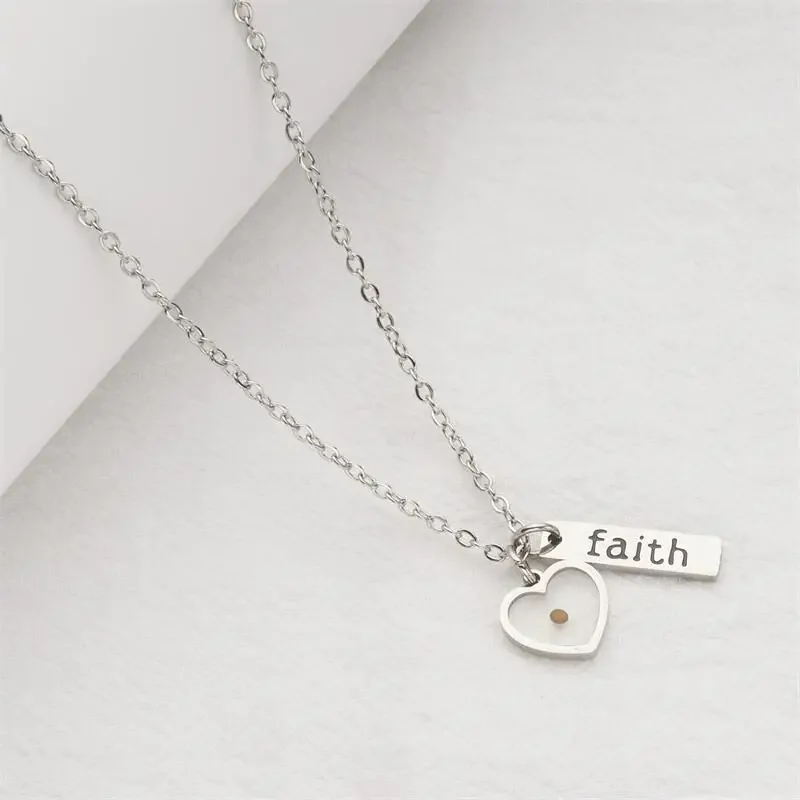 Charming Jewelry Stainless Steel Heart-shaped Faith Mustard Seed Necklace Hot Sale On Amazon