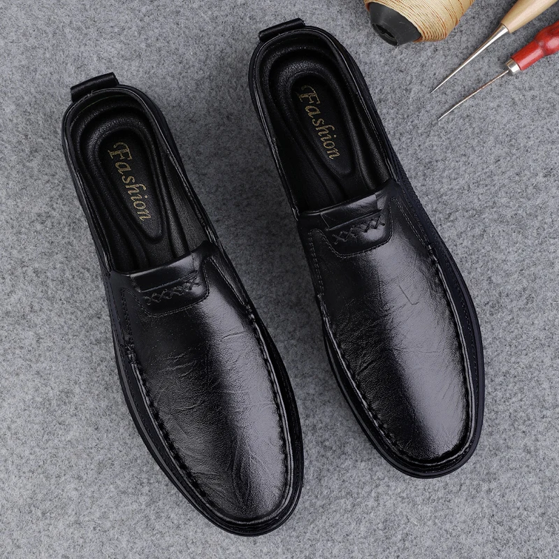 Italian High-quality Men\'s Genuine Leather Shoes Fashionable Loafers Men\'s Work Business Shoes Interview Formal Shoes