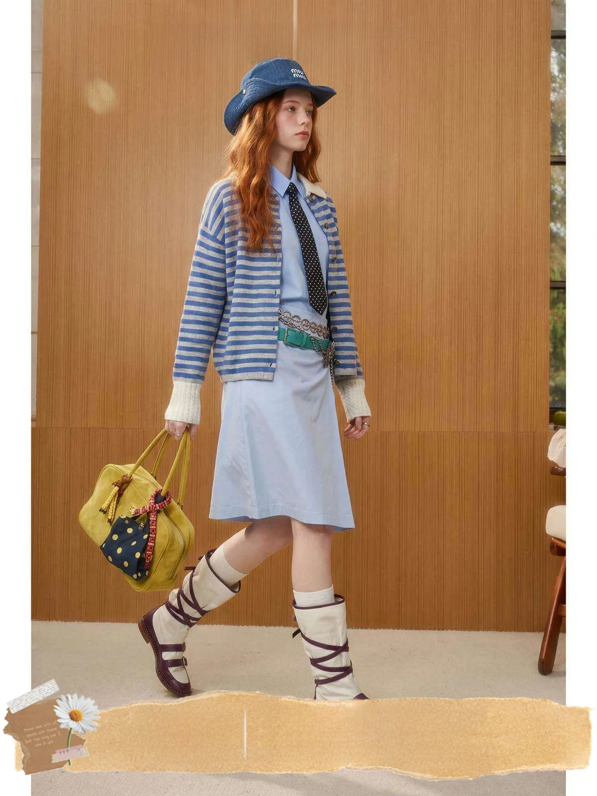 

Loose Casual Knitted Blue Sweater Women's Spring New Sle Color Blo Collar Long Sve Stripe Pattern Single Button Closure