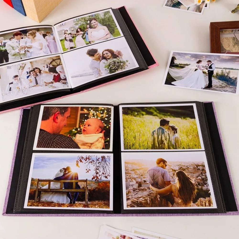 Picture Album 4R6 Inch 200 Pockets Photo Album Slip-in Portable Slip-in Album Sturdy Fabric Cover Memory Album Photo Organize
