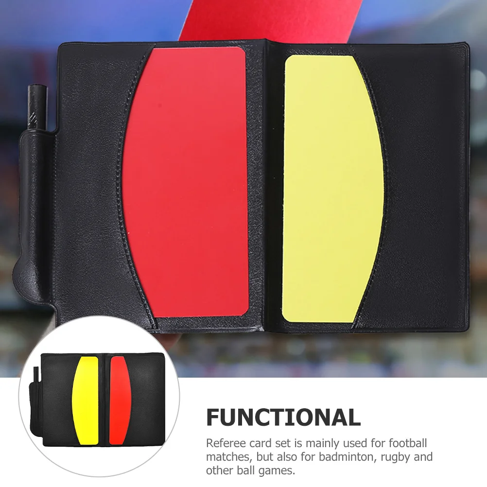 

1Set Red Yellow Soccer Card Set Stable PVC Metal Referee Cards Portable Multi-Function Game Record Kit Referee Wallet