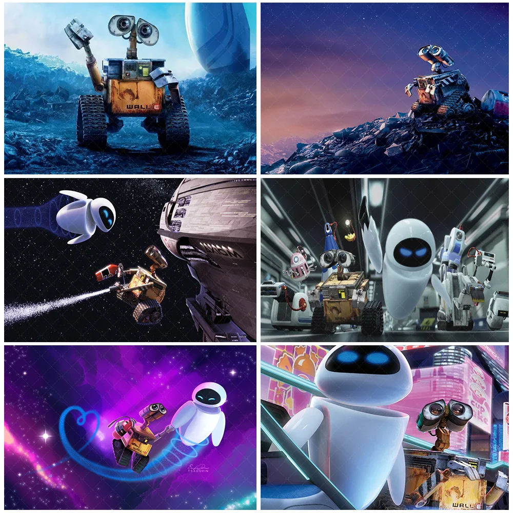 

Disney Fantasy Movie WALL·E And Eve Backdrop Space Robot Party Decorations Photography Background Baby Shower Supplies Kid Gifts