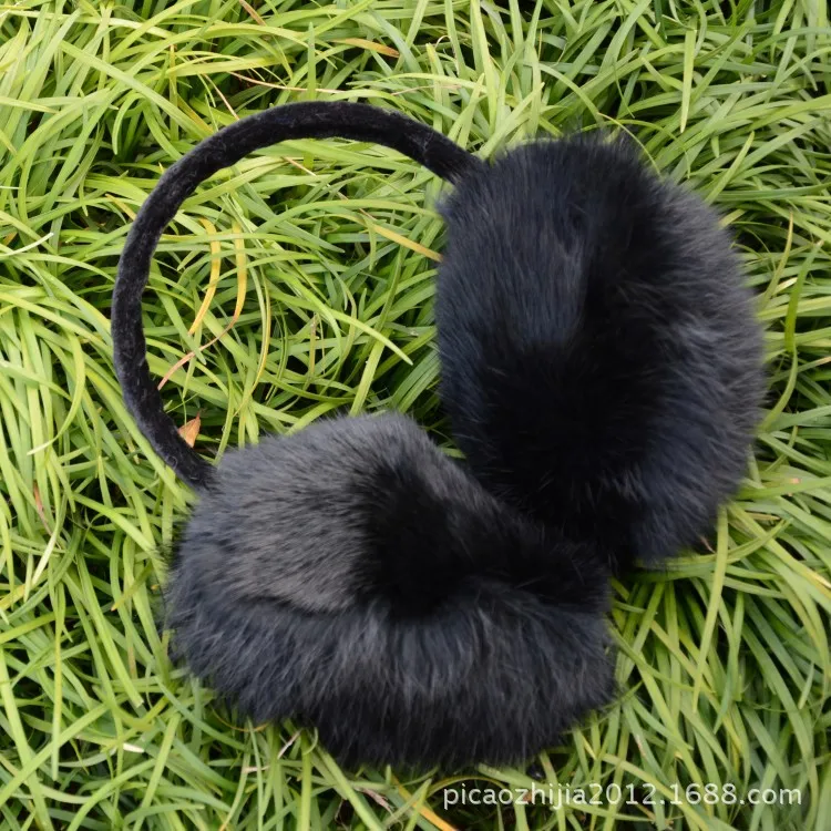 Natural 100% Rex Rabbit Fur Earmuffs Fashion Women Warm Russia Winter Real Fur Earmuffs Children Ear Cover fur Earlap Girl