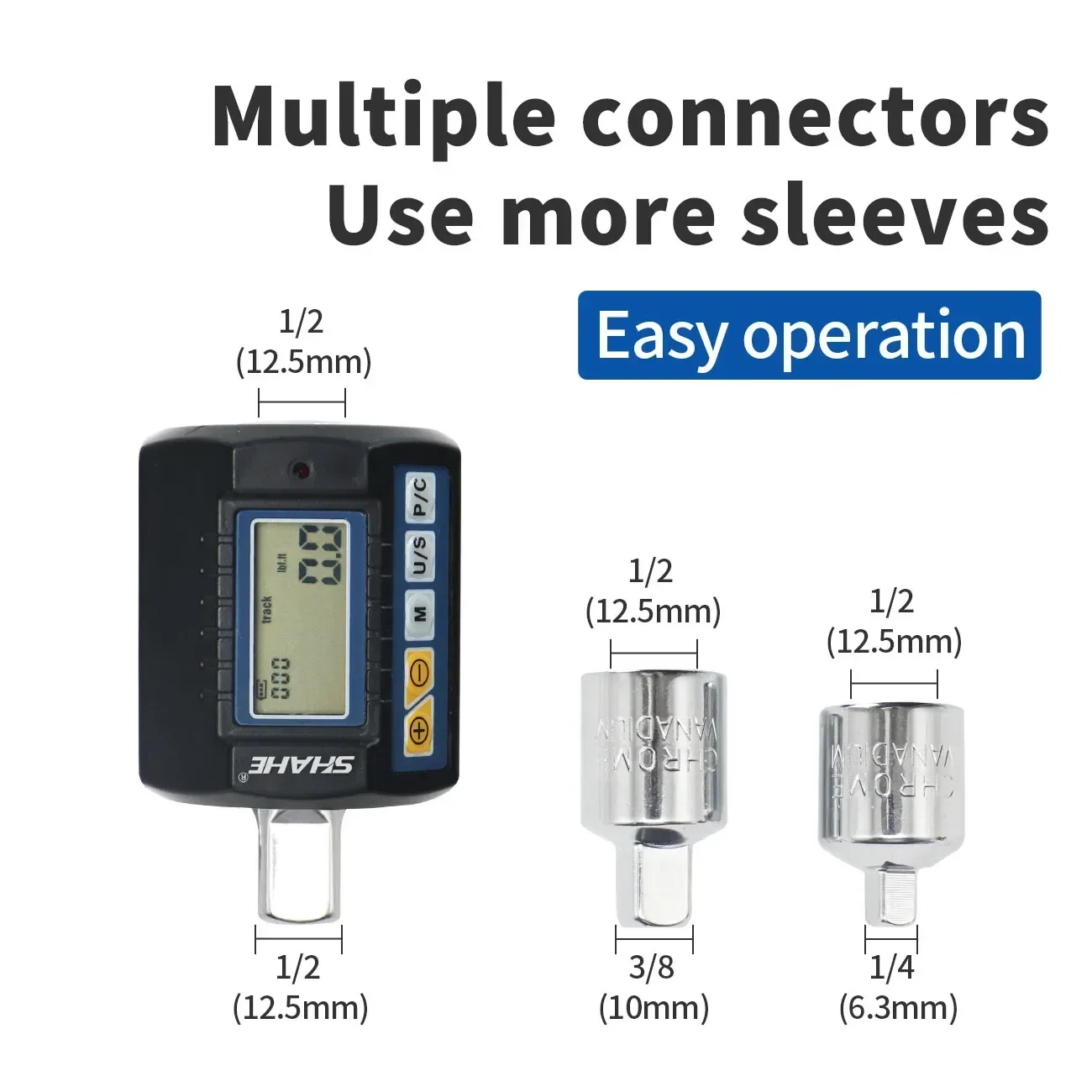 Mini adaptador de torsión de alta precisión, unidad cuadrada de 1/2 '', 1/4'', 3/8 '', llave dinamométrica Digital electrónica