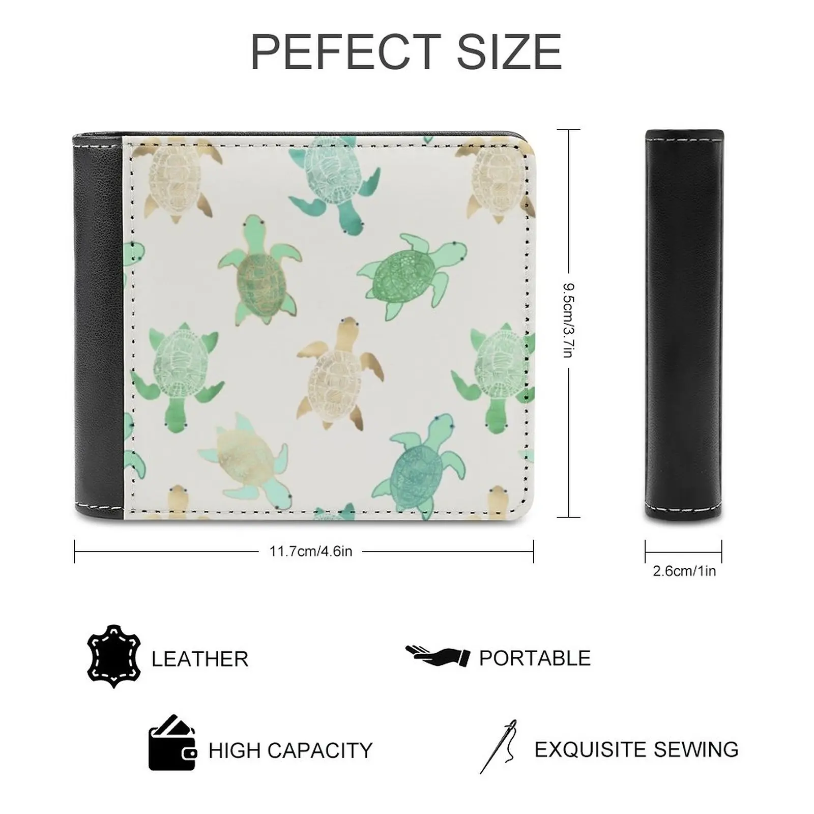Gilded Jade & Mint Turtles New Men Wallets Pu Leather Men Purse High Quality Male Wallet Tangerinetane Turtle Turtles Tortoise