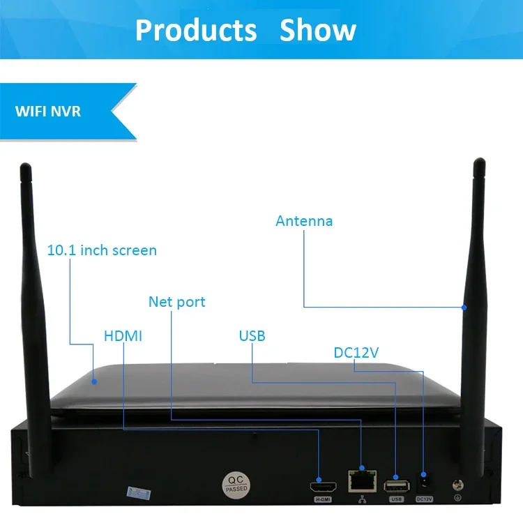 4Ch Wifi NVR With 10.1 Inches 5MP Wifi CCTV Camera Full Color Wireless IP Mini Camera