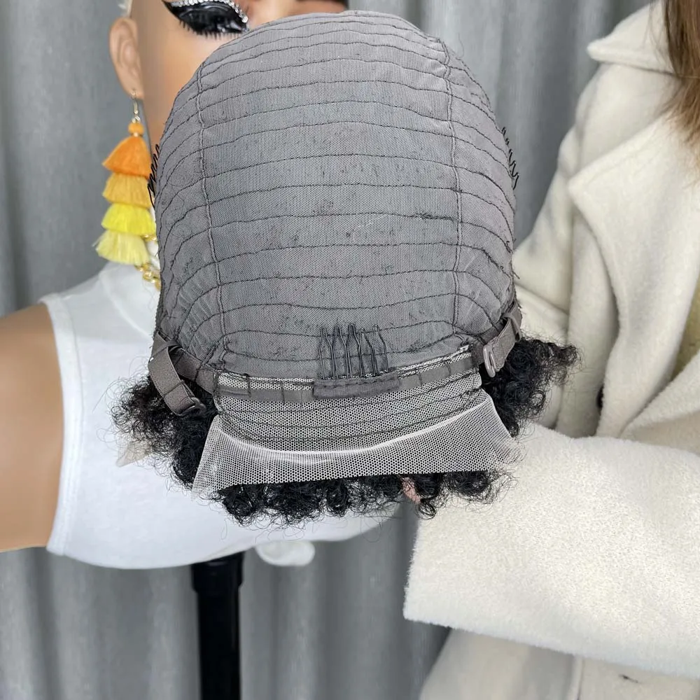 الأفرو غريب مجعد عابث قطع شعر مستعار 13x4 الدانتيل الجبهة الشعر البشري الطبيعي الأسود جيري مجعد قبل قطعها مع شعر الطفل للنساء السود #6