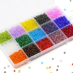 Multicolor Transparent Kit Seedbead 2/3/4mm Multi Size 15 Color Glass Spacer Loose Beads For Jewelry DIY Lady Necklace Earrings