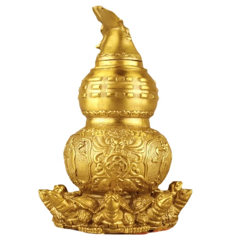 Brass Ornament, Copper Nine-Turtle Gourd, Three Immortals of Fortune, Prosperity, and Longevity, Home Dec