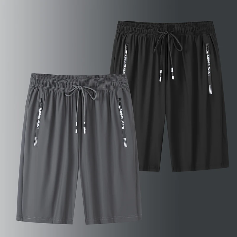 

Ice Silk Thin Men's orts Summer Outdoor Wear Loose Large Size Five-Part Elastic Qui Dry Casual Sports Mid-Pants