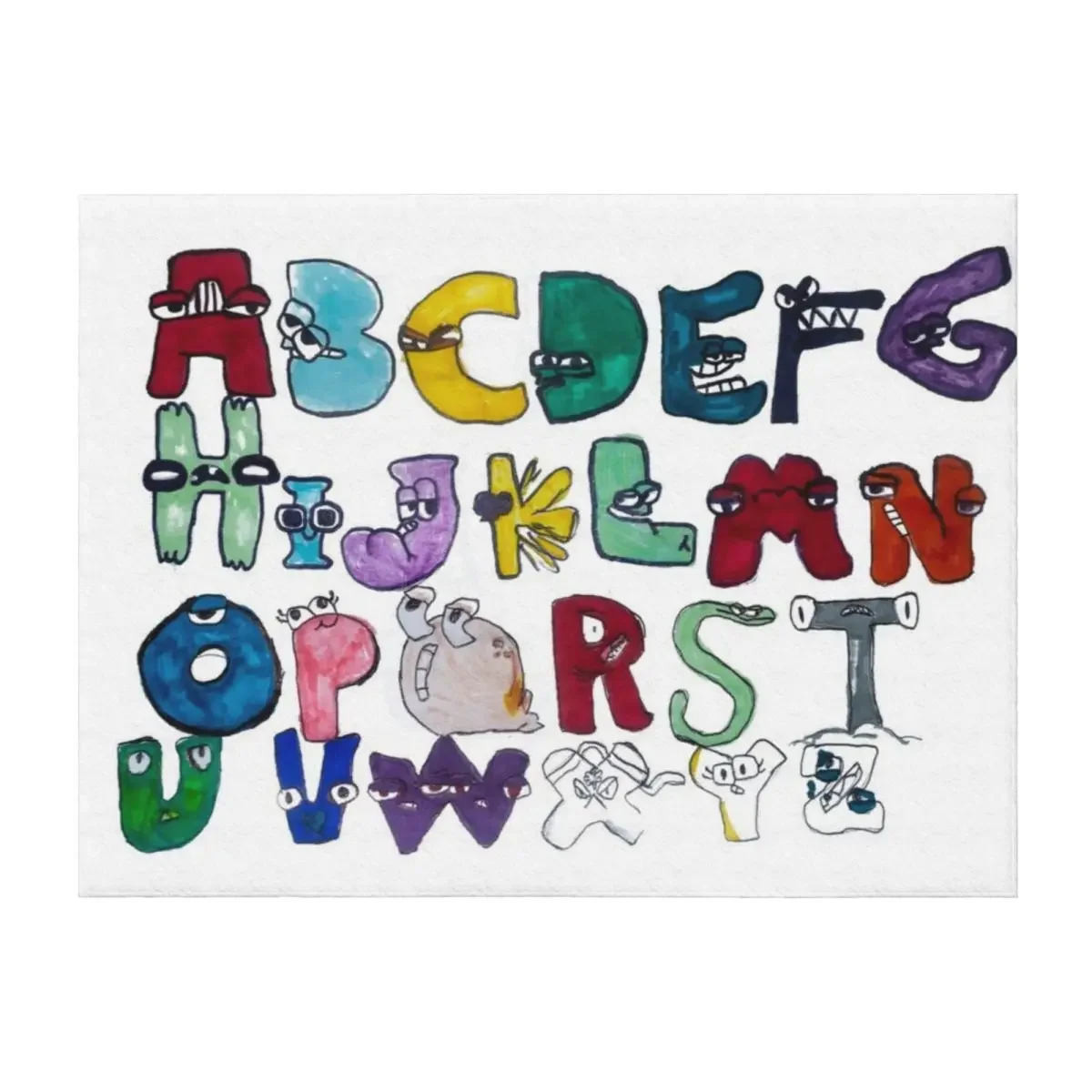 

Hand drawn funny alphabet lore, english fonts with faces Throw Blanket Thins Kid'S Luxury Throw Blankets