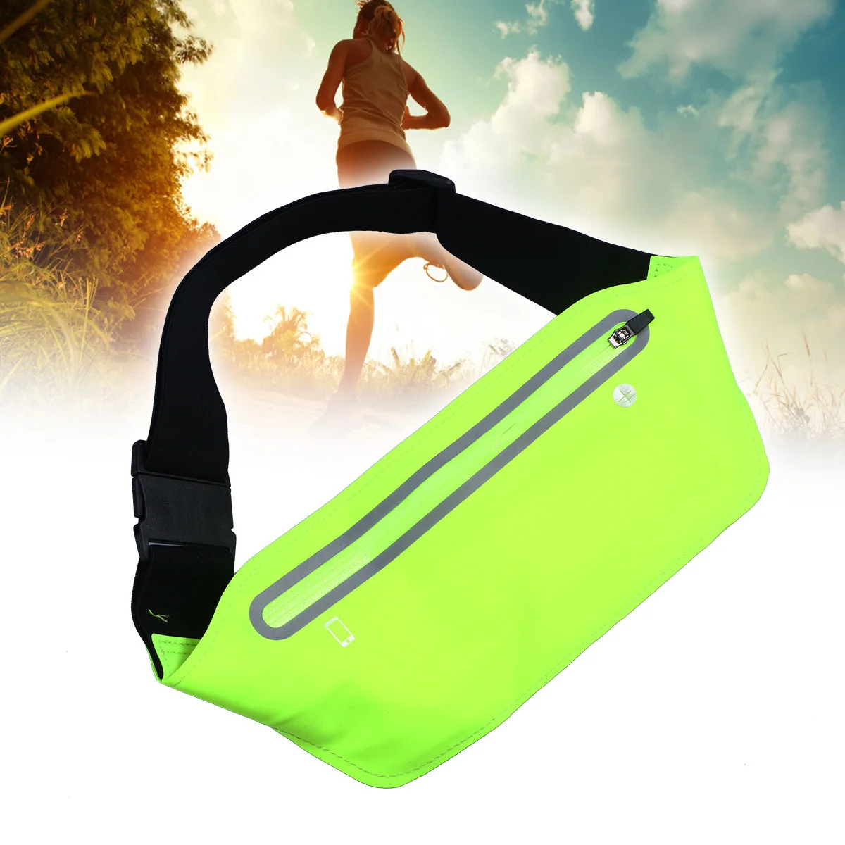 

Ultra Thin 1.5mm Lightweight Running Belt with Reflective Strips Sweat Resistant Water Resistant Phone Holder for Jogging