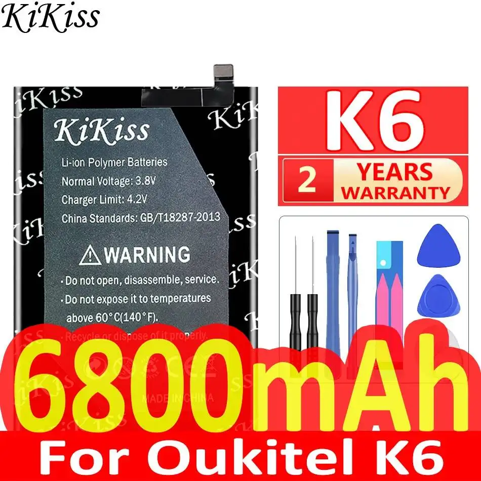 Good Low-Temperature Performance Mobile Phone Battery 6800mAh For Oukitel K6 High Capacity