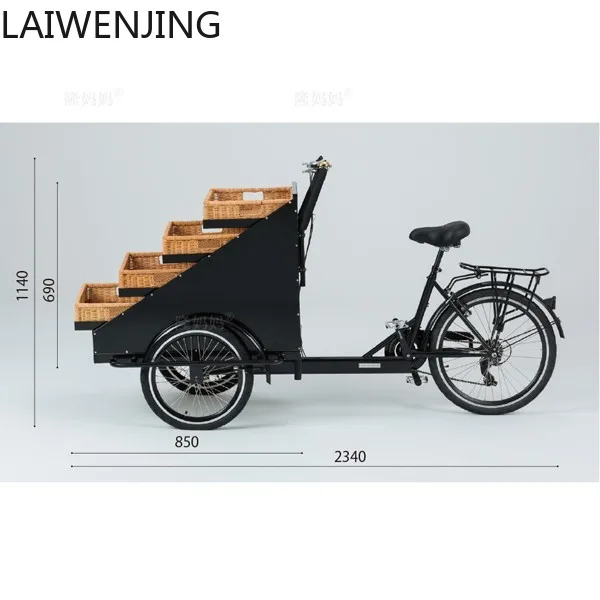 HLZ Mobile Food Cart Floral Street Scene Multi-Functional Mobile Stall Sales Cart Scenic Iron Art Flower Cart