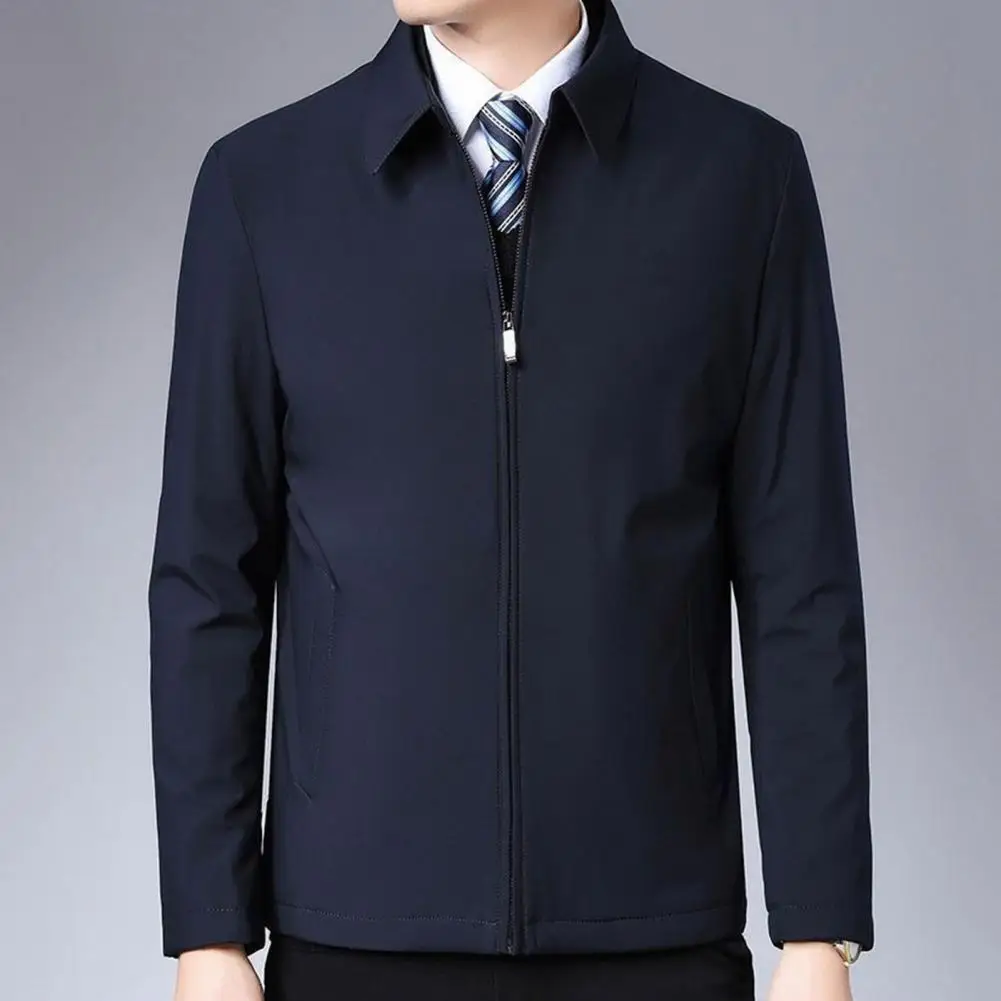 Chaqueta de negocios de Color sólido para hombre, abrigo de traje, solapa con cremallera, antiarrugas, manga larga, informal