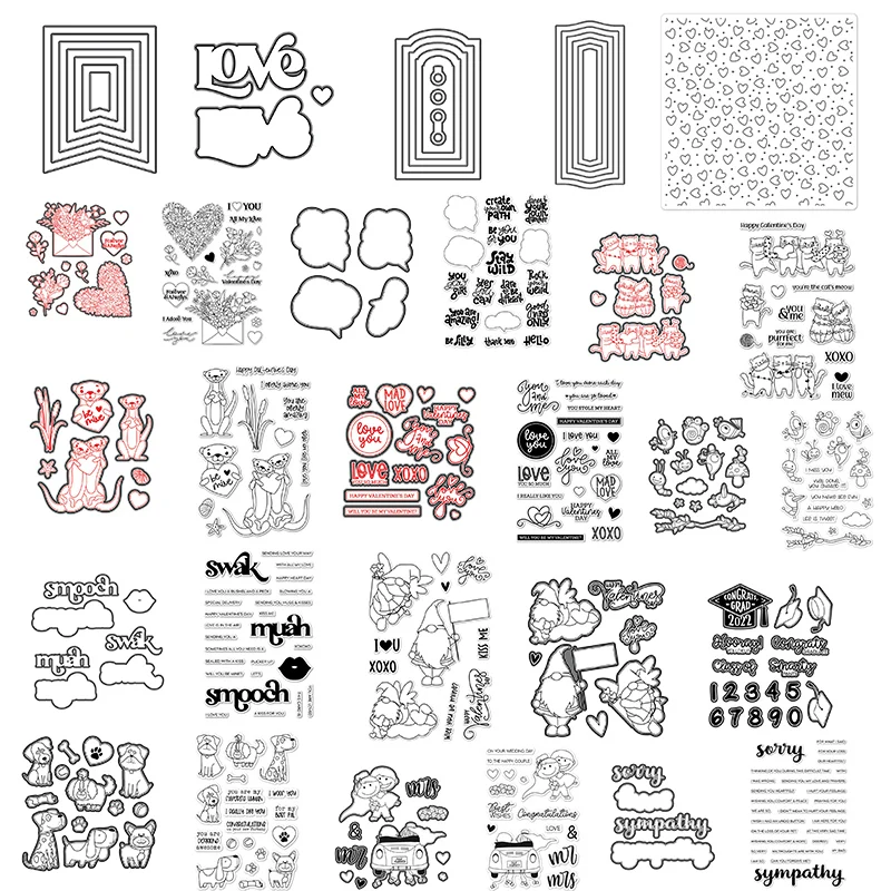 

Metal Cutting Dies & Matching Stamp Valentine's Day Elements Heart for Scrapbooking Craft Embossing Stencil Die Cut Card Making