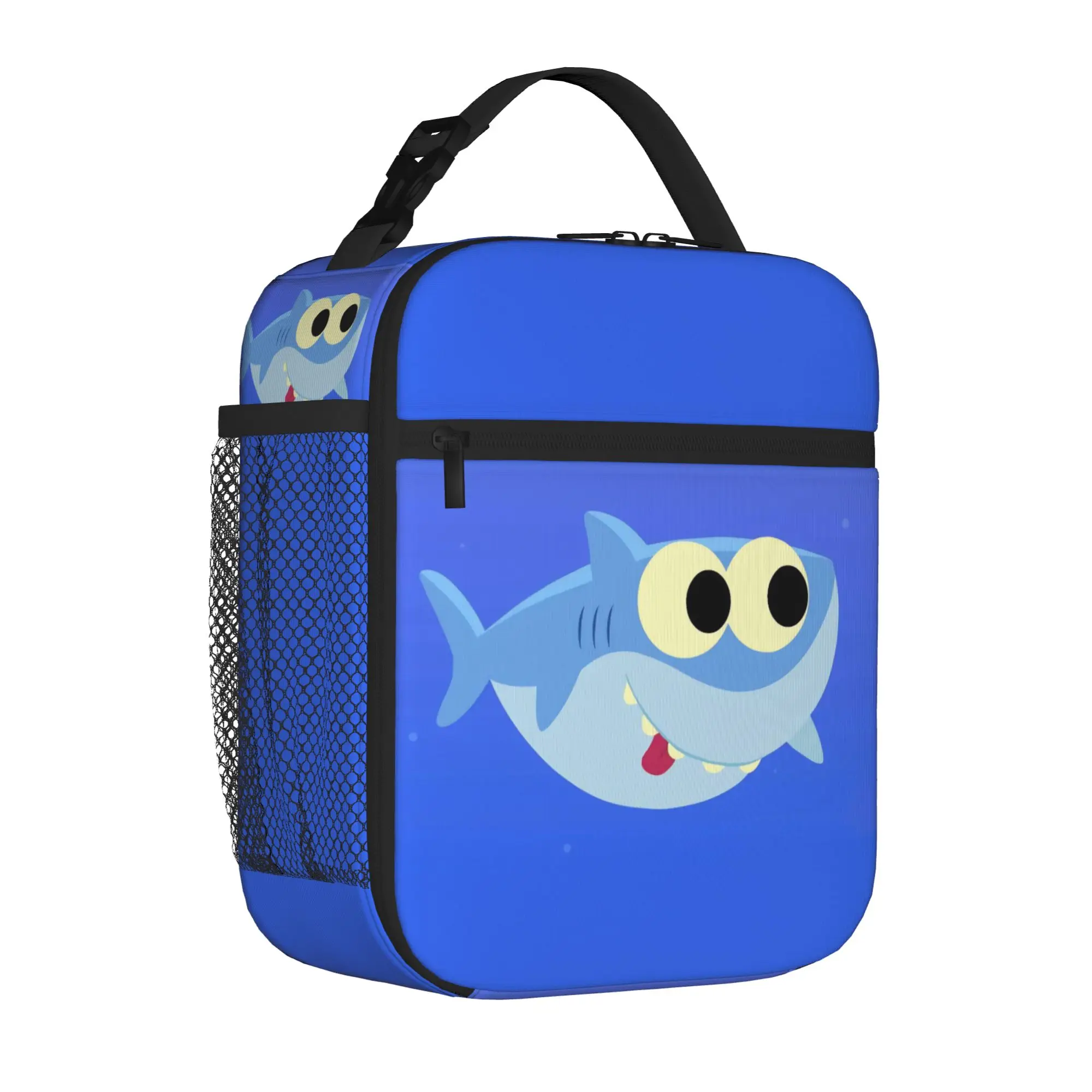 Finny Sharks Teaching ABC Insulated Lunch Tote Bag for Outdoor English Cartoon Lightweight Cooler Thermal Spacious Bento Bags