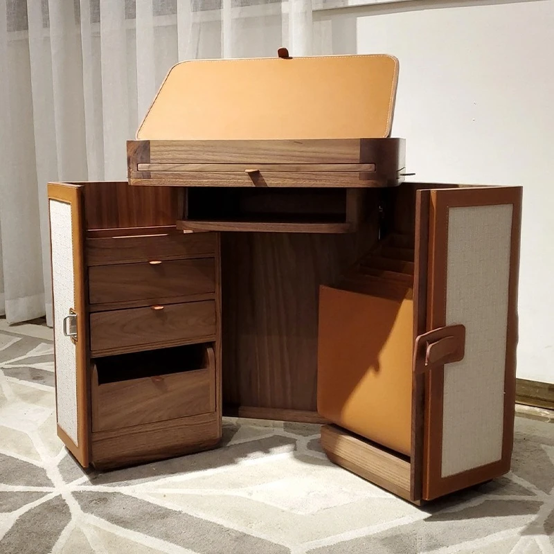 Foldable desk Solid wood Italian multi-functional storage cabinet Removable dressing table
