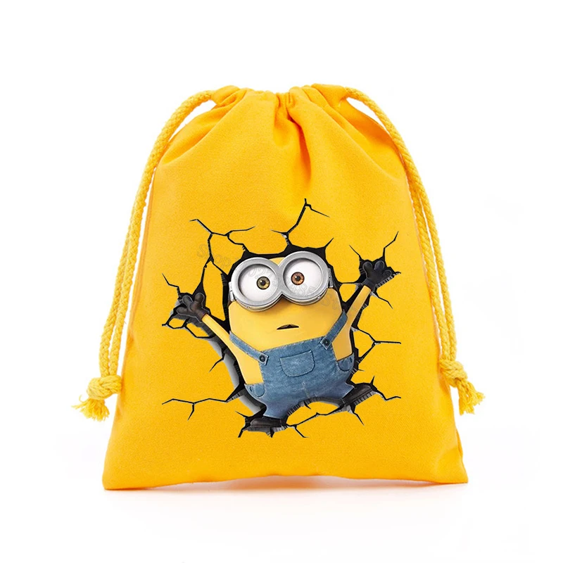 Minionses Anime Travel Drawstring Bag Despicable Me 4 Party Decorations Gift Bag Kid Birthday Party Baby Shower Supplies Gifts