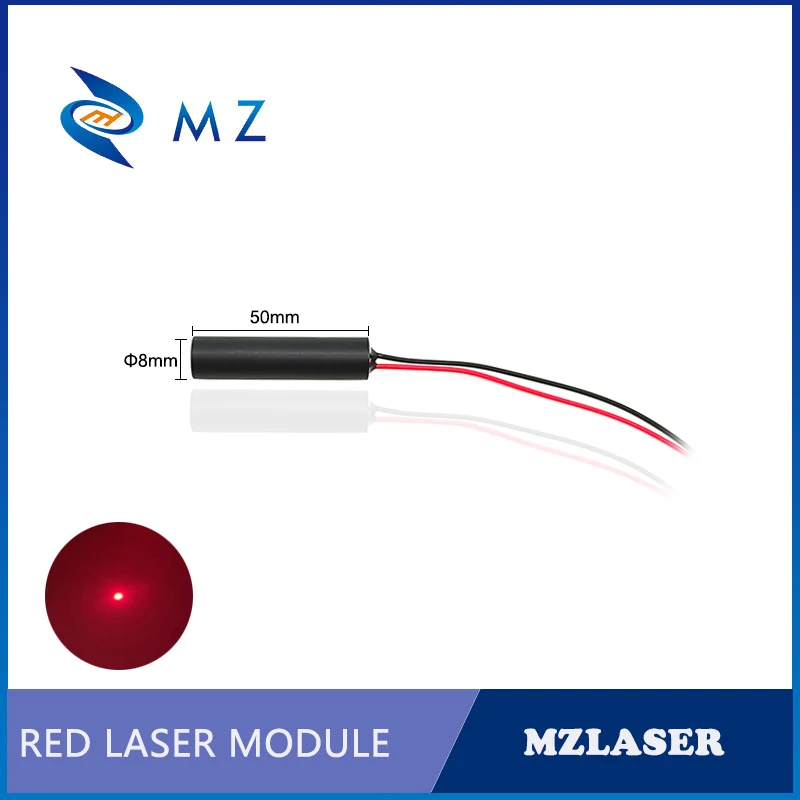 Hot Selling Compact Red Dot Laser Diode Module D8x50mm 650nm 5mw Single-Mode With Adapter Supply Industrial Grade