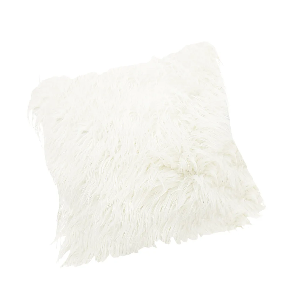 

Pillow Cases Wool Cushion Cover Throw Covers Beige Fuzzy White Decorative Couch