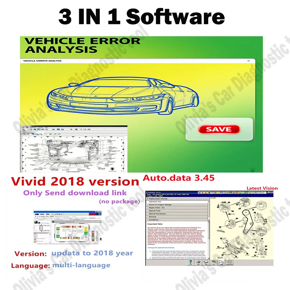 AutoData 3.45 accessoires de voiture + atelier Vivid 2018 logiciel Atris-Stakis Technik OBD2 + dissolvant DTC 1.8.5 pour KESS KTAG FGTECH
