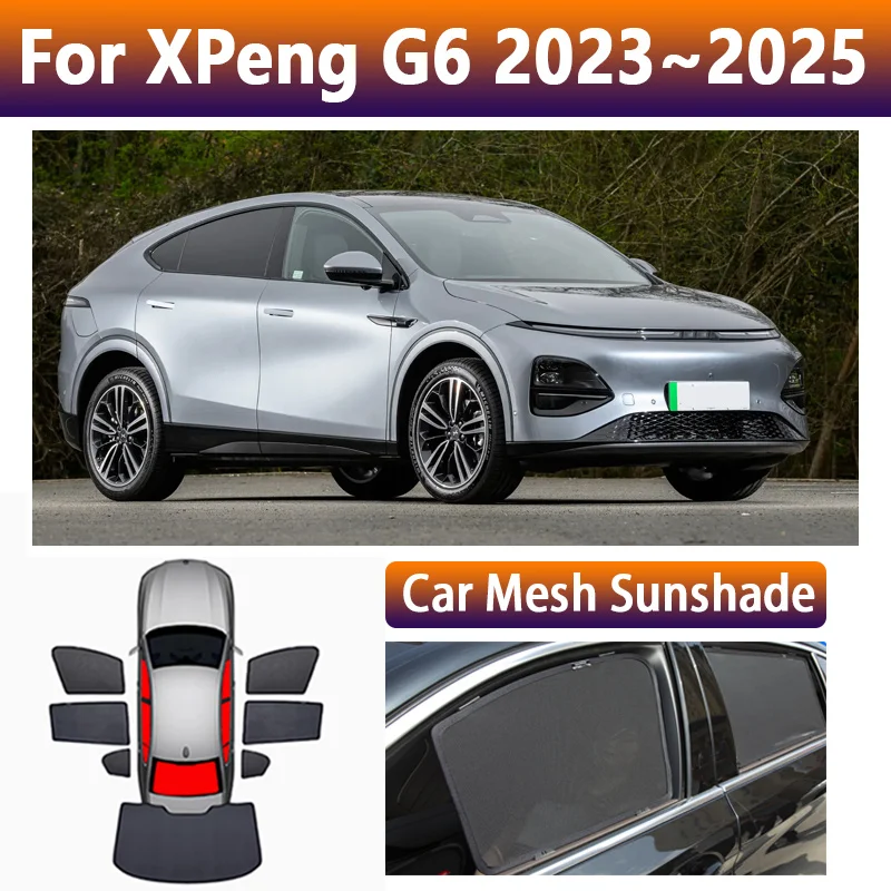 

Car Mesh Visor For XPeng G6 Sunshade 2023 2024 2025 Anti-UV Window Sun Shade Privacy Curtain Auto Parts Protection Accessories