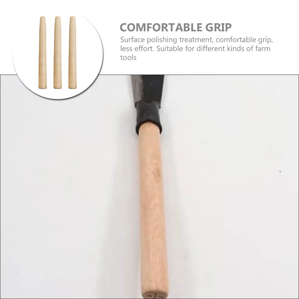 3 Pcs Wood Tool Handle Garden Accessories Hoe Handles Wooden Replacement