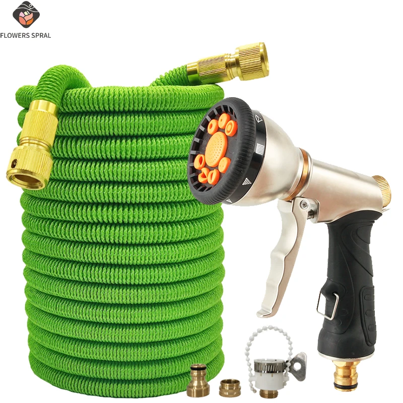 

Расширяемый садовый шланг, аксессуар для автомойки высокого давления, металлический распылитель, ирригационный инструмент, подходит для использования в помещении и на открытом воздухе